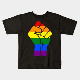 Black Lives Matter Fist LGBT Pride Rainbow Kids T-Shirt